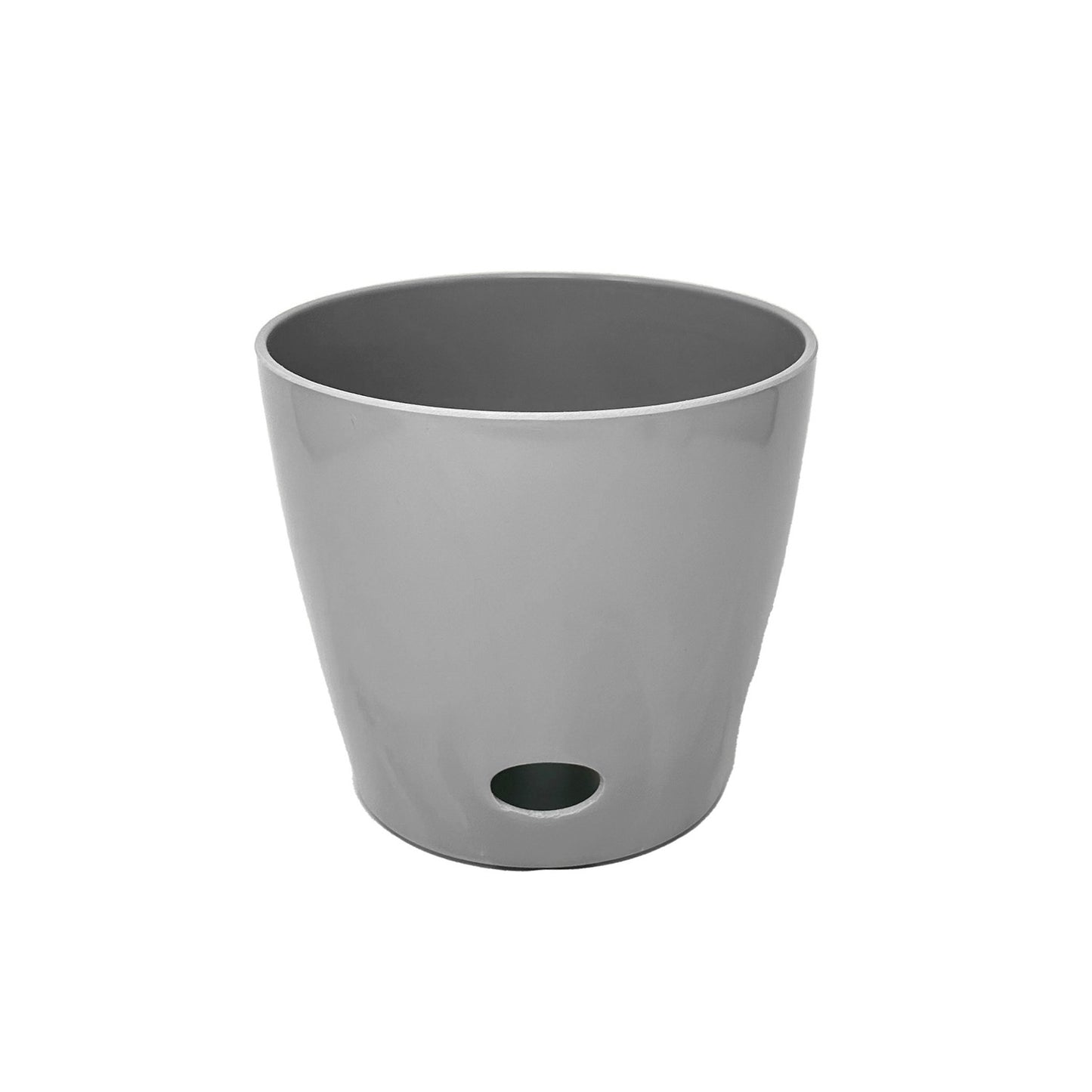 5" Gray Round Self-Watering Bamboo Pot -Ship Only