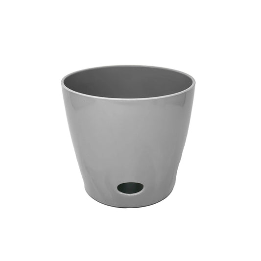 5" Gray Round Self-Watering Bamboo Pot -Ship Only