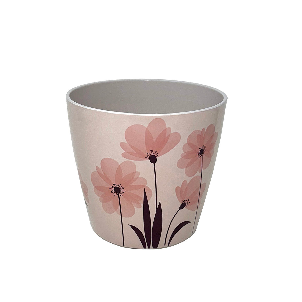 5" Pink FlowerRound Self-Watering Bamboo Pot -Ship Only