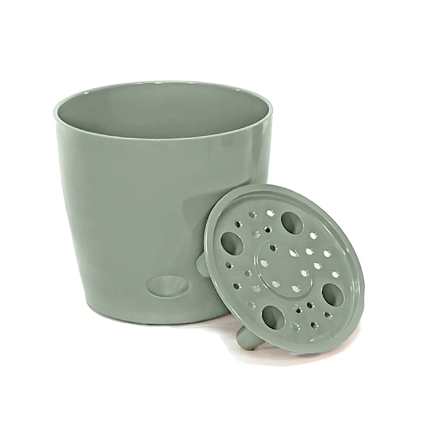 5" Sage Green Round Self-Watering Bamboo Pot -Ship Only