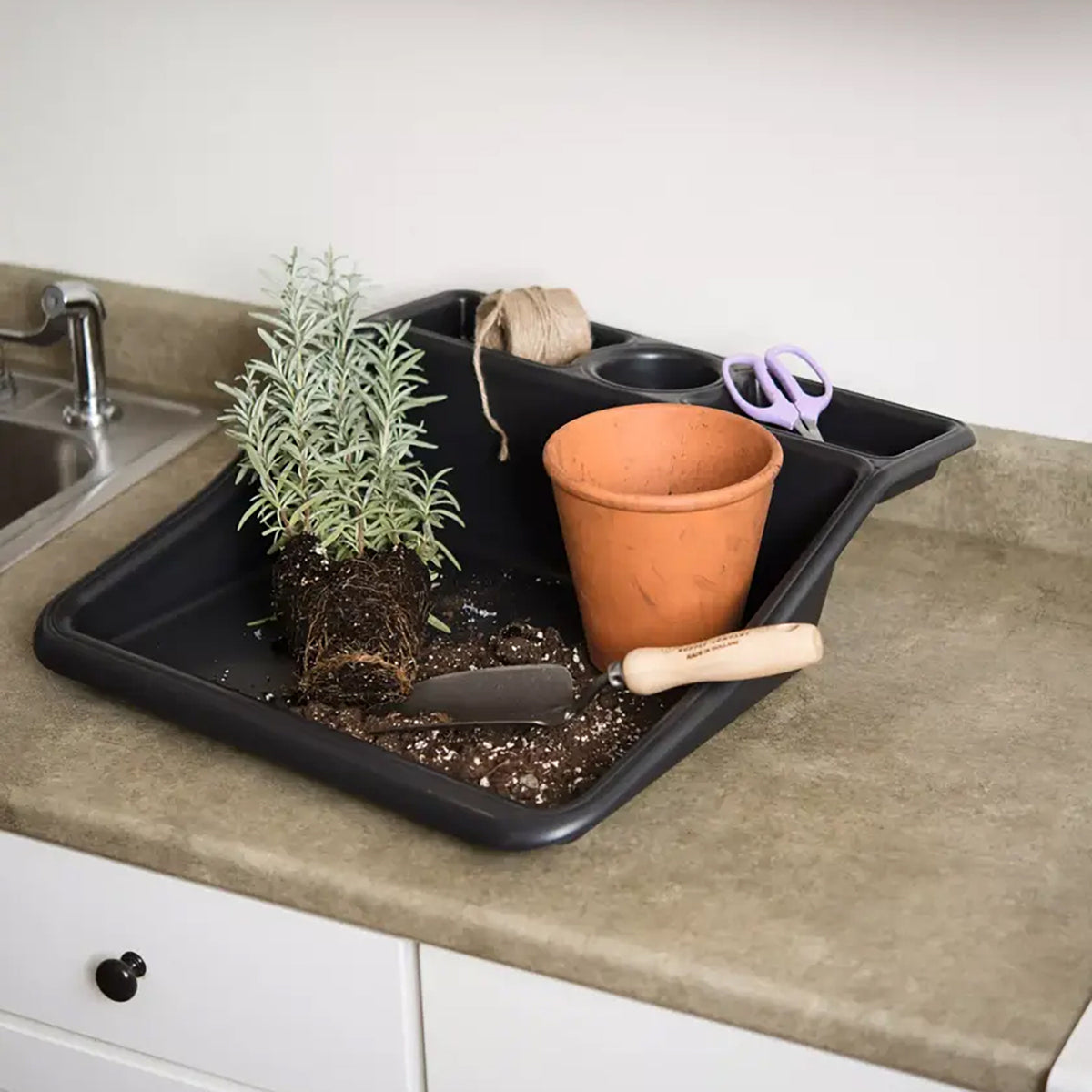 Compact Tidy Tray Black with Shelf -Ship Only