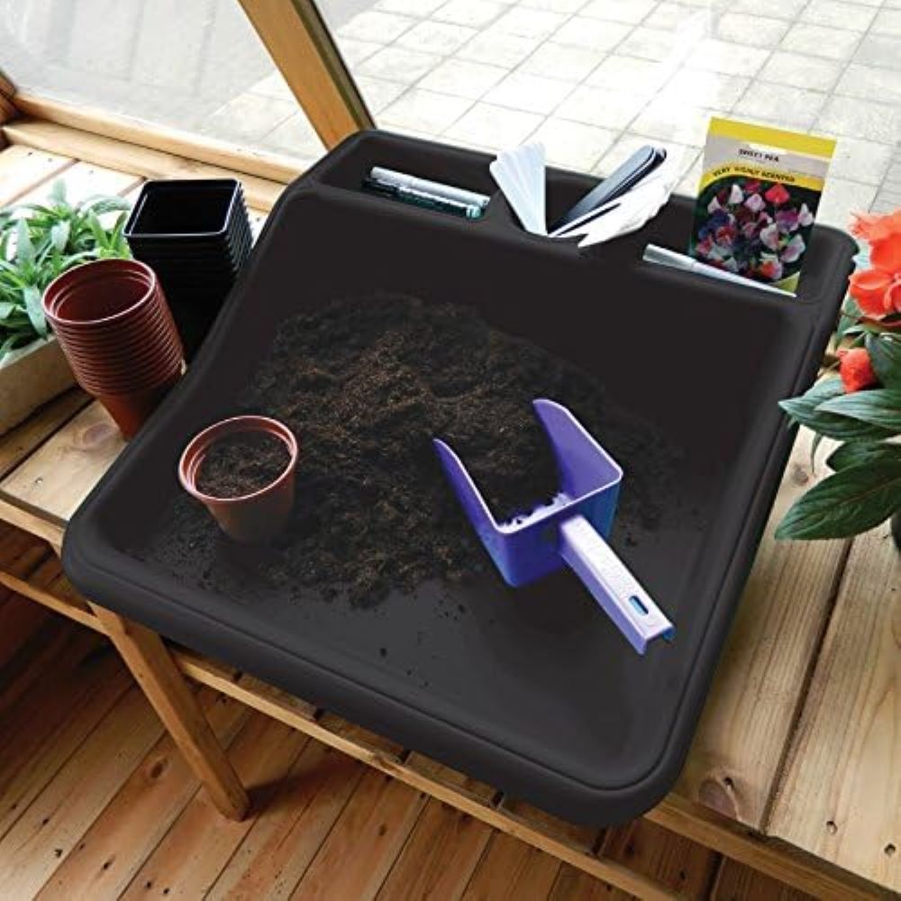 Compact Tidy Tray Black with Shelf -Ship Only
