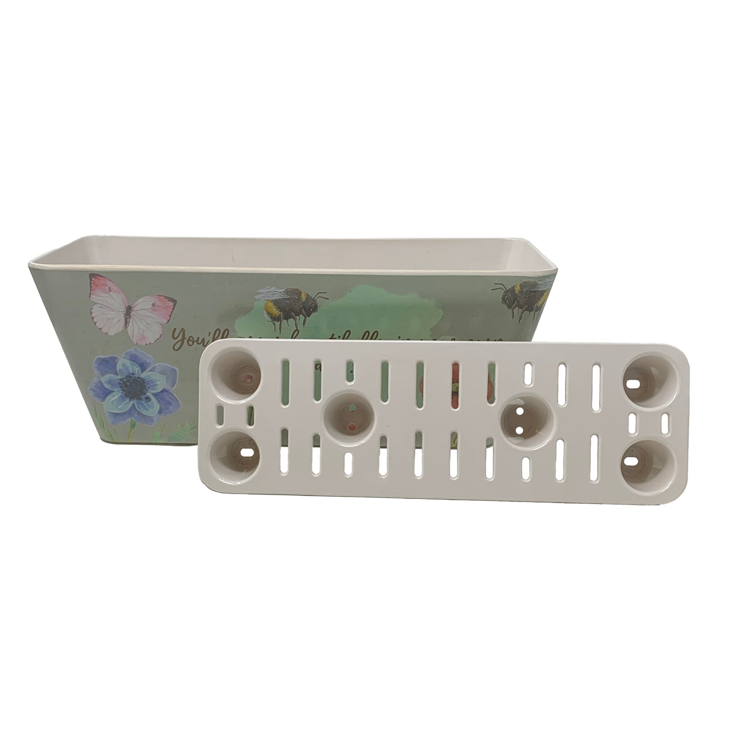 16" Flowers Rectangular Self-Watering Bamboo Planter -Ship Only