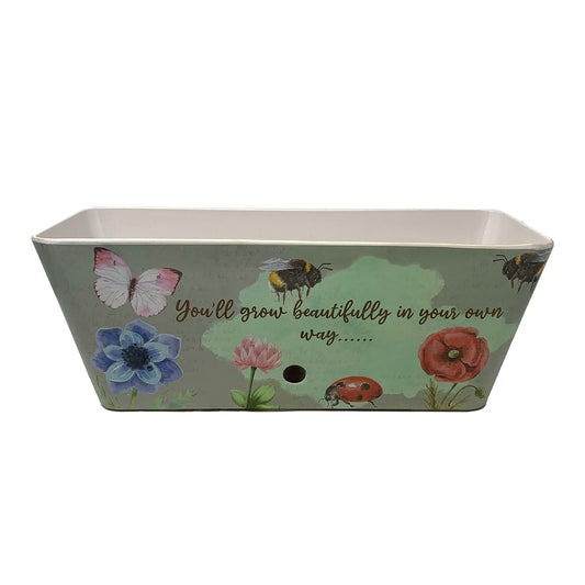 16" Flowers Rectangular Self-Watering Bamboo Planter -Ship Only