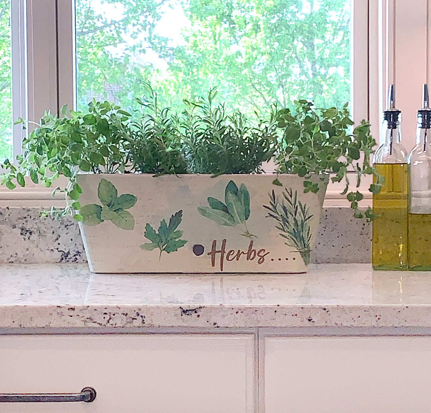 16" Herbs Rectangular Self-Watering Bamboo Planter -Ship Only