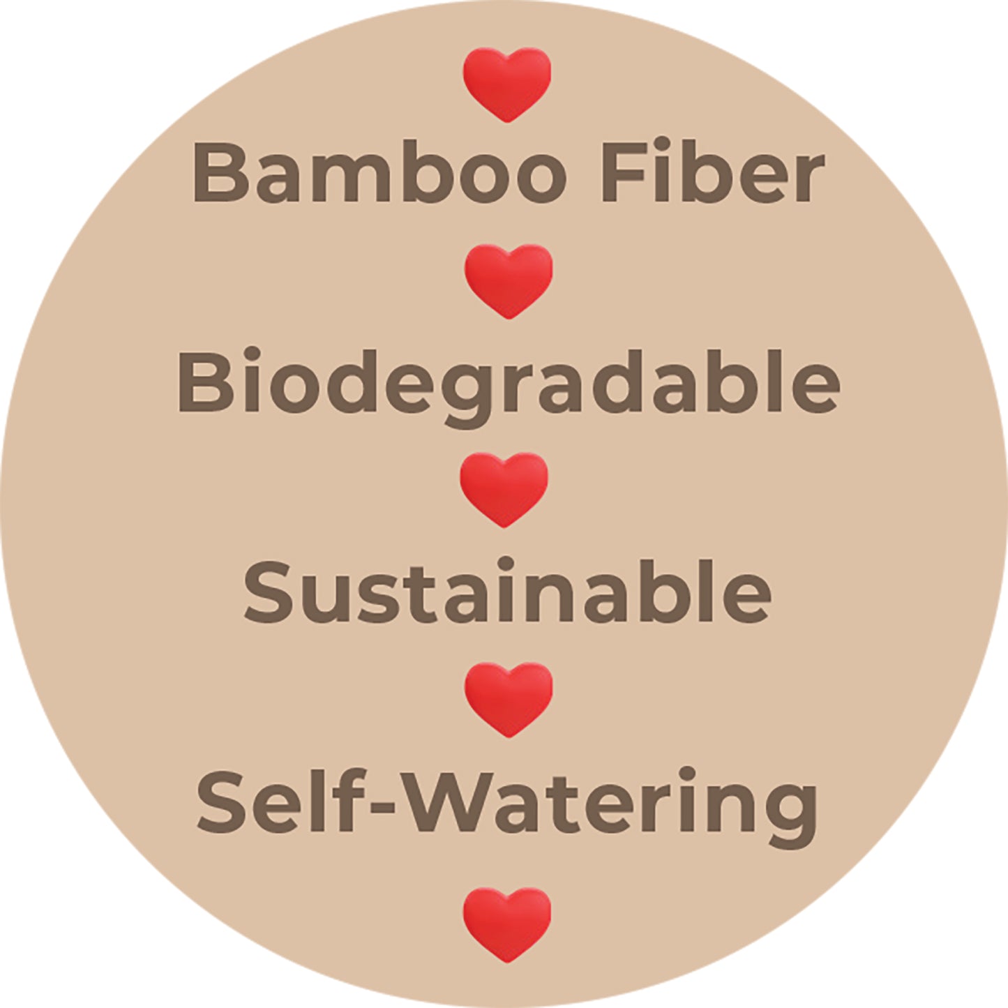 10" Cream Round Self-Watering Bamboo Pot -Ship Only