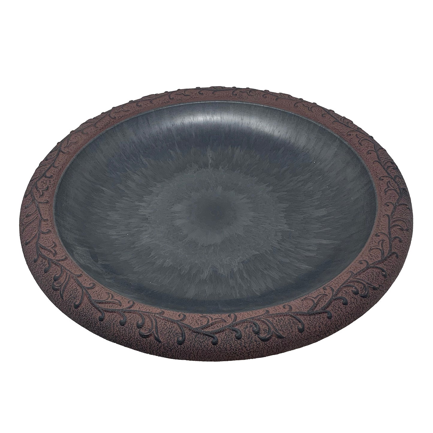 19" dia Slate/Wine Fiber Clay Birdbath Bowl -Ship Only
