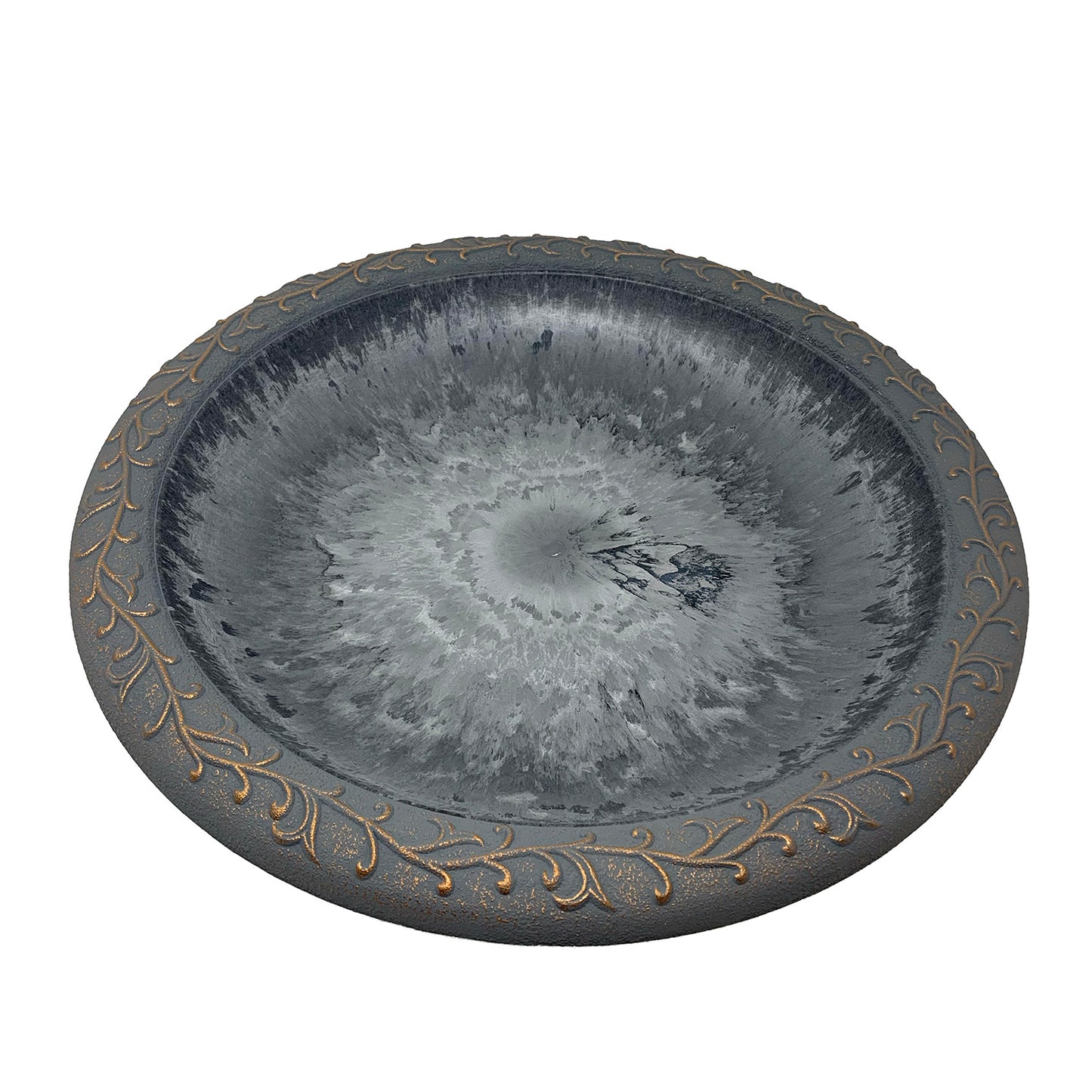 19" dia Dove Gray Fiber Clay Birdbath Bowl -Ship Only