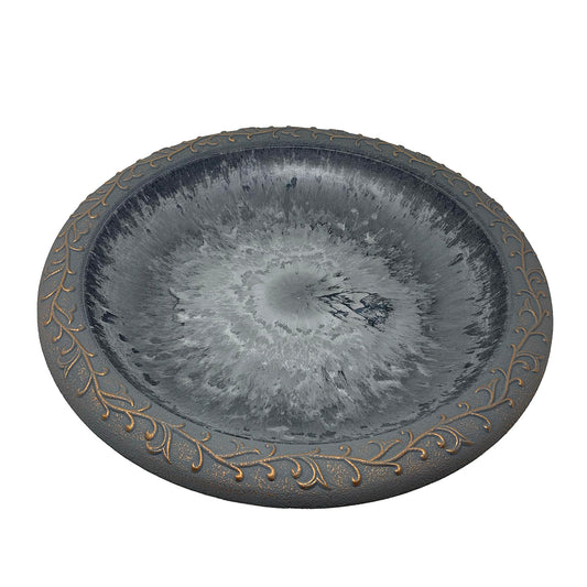 19" dia Dove Gray Fiber Clay Birdbath Bowl -Ship Only