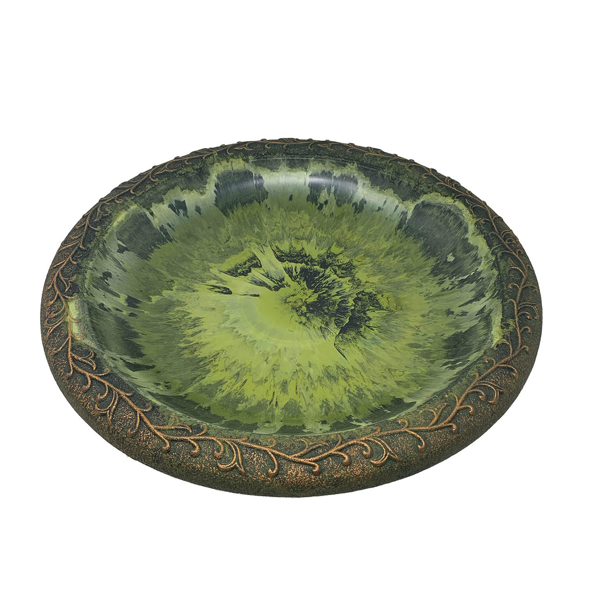 19" dia Light Green Fiber Clay Birdbath Bowl -Ship Only