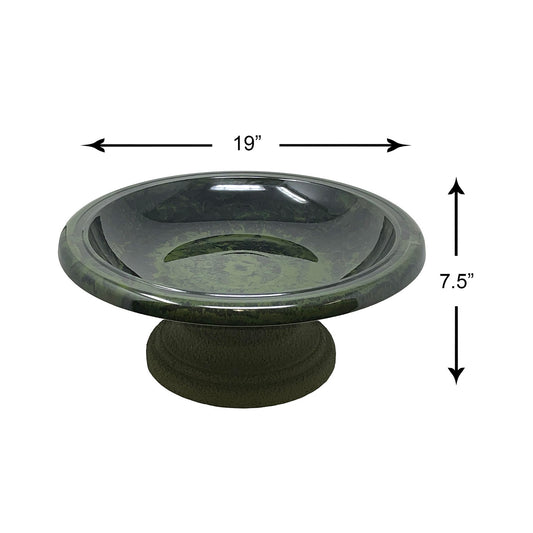 7.5" Hunter Green Fiber Clay Birdbath -Ship Only