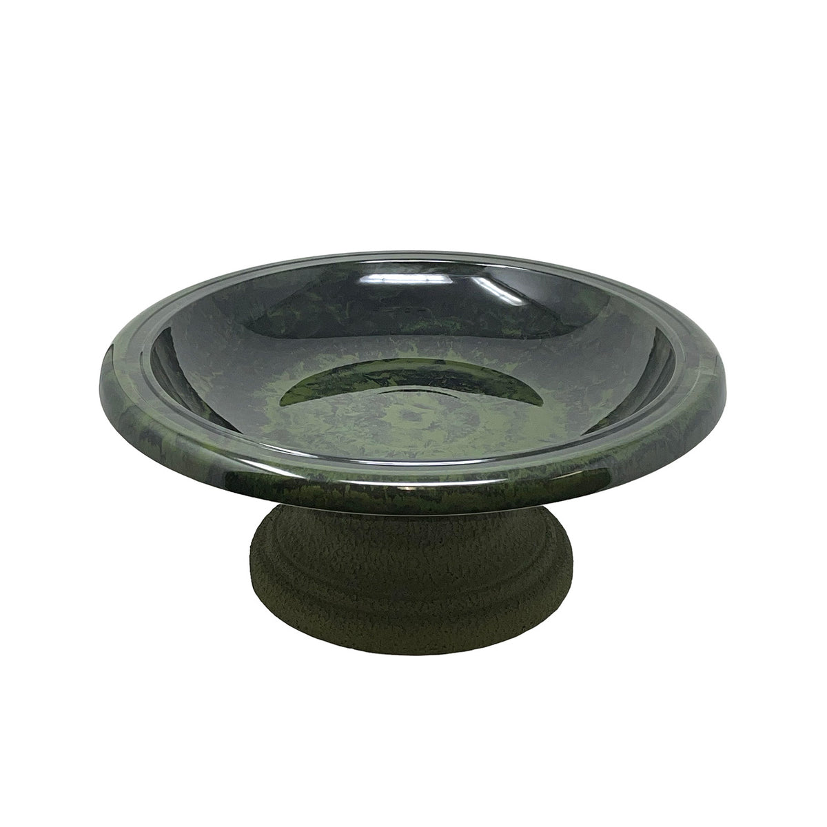7.5" Hunter Green Fiber Clay Birdbath -Ship Only