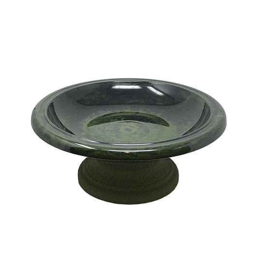 7.5" Hunter Green Fiber Clay Birdbath -Ship Only