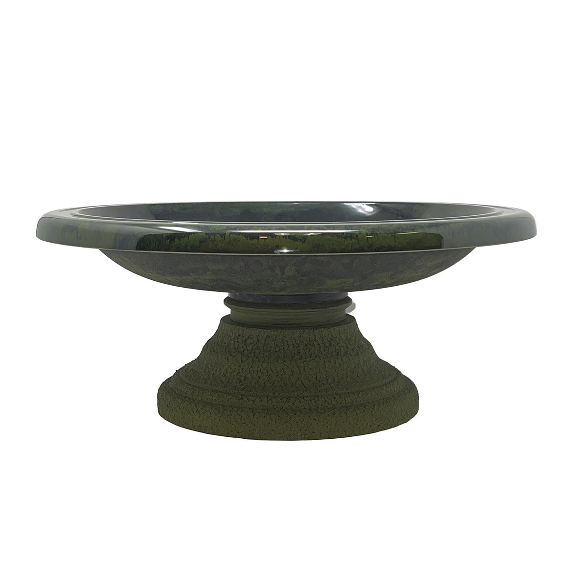 7.5" Hunter Green Fiber Clay Birdbath -Ship Only