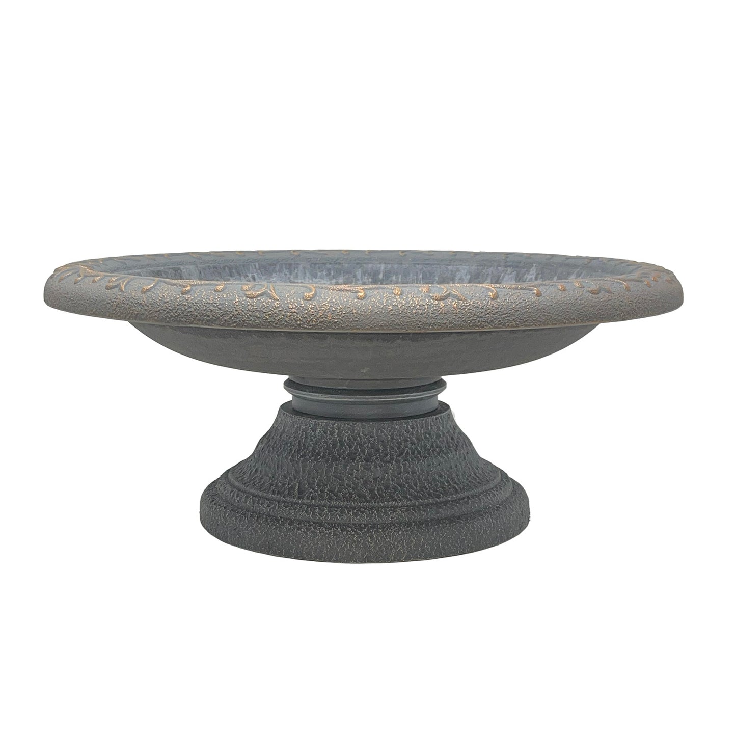 7.5" Dove Gray Fiber Clay Birdbath -Ship Only