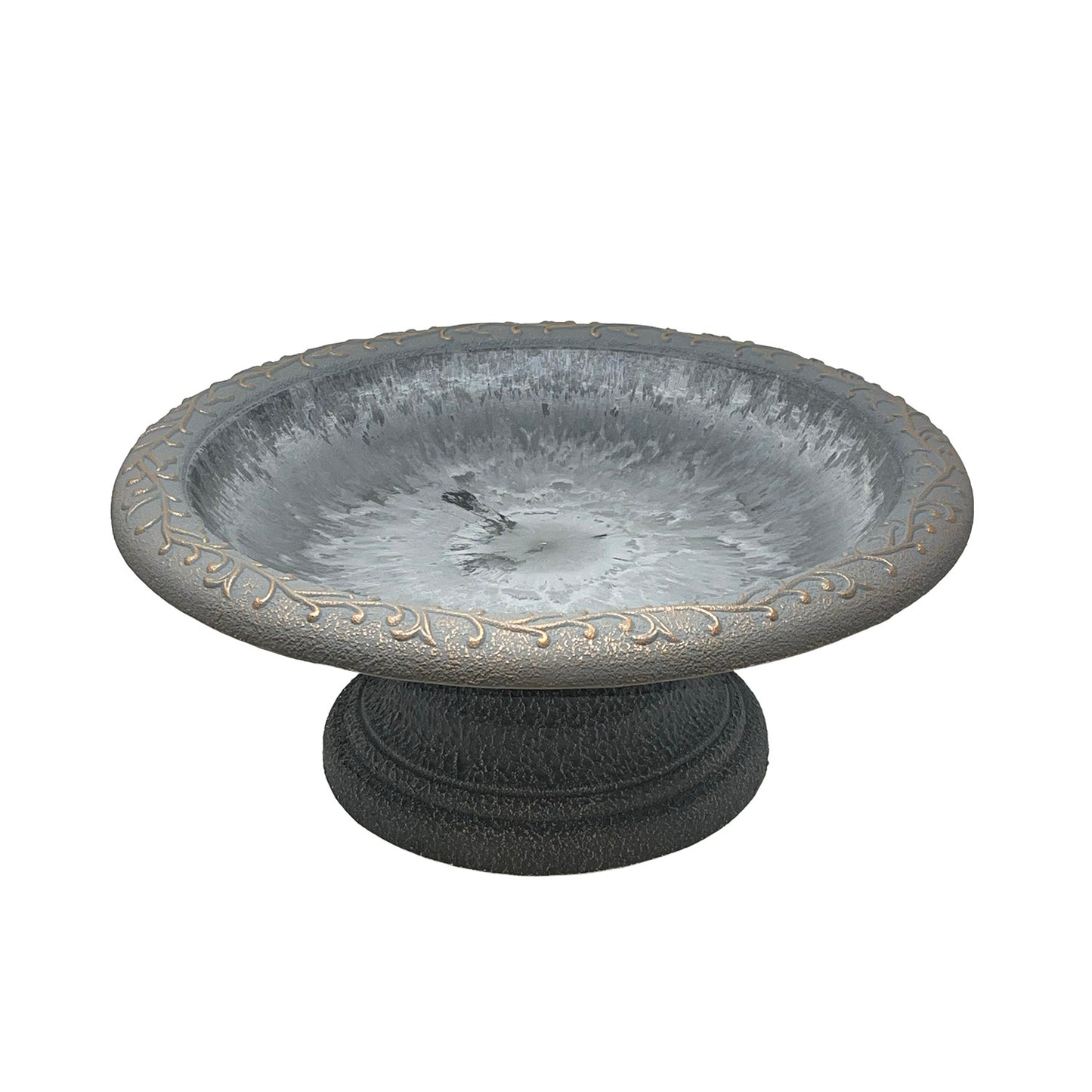 7.5" Dove Gray Fiber Clay Birdbath -Ship Only