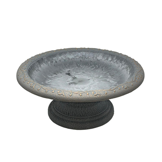 7.5" Dove Gray Fiber Clay Birdbath -Ship Only