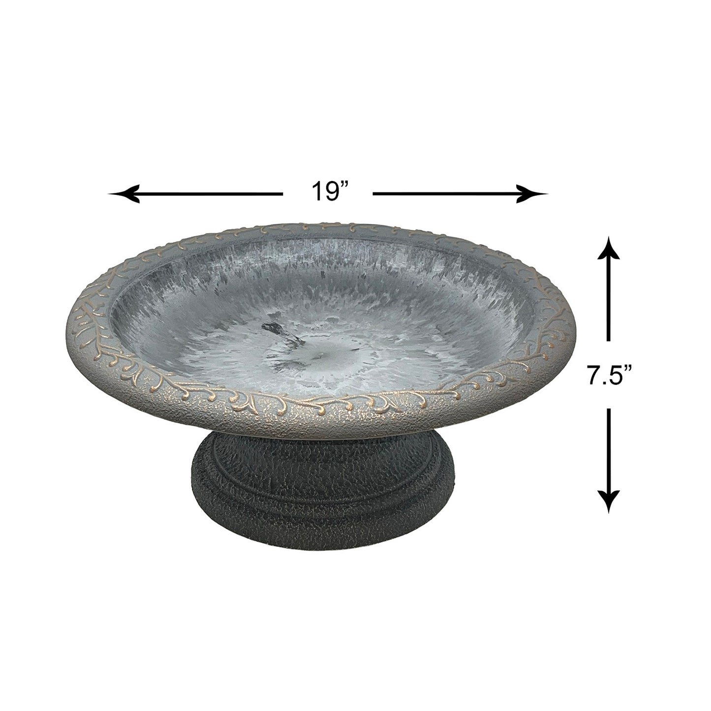 7.5" Dove Gray Fiber Clay Birdbath -Ship Only