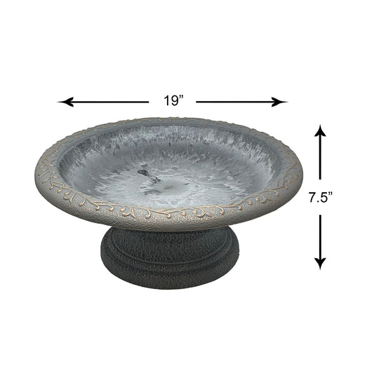 7.5" Dove Gray Fiber Clay Birdbath -Ship Only