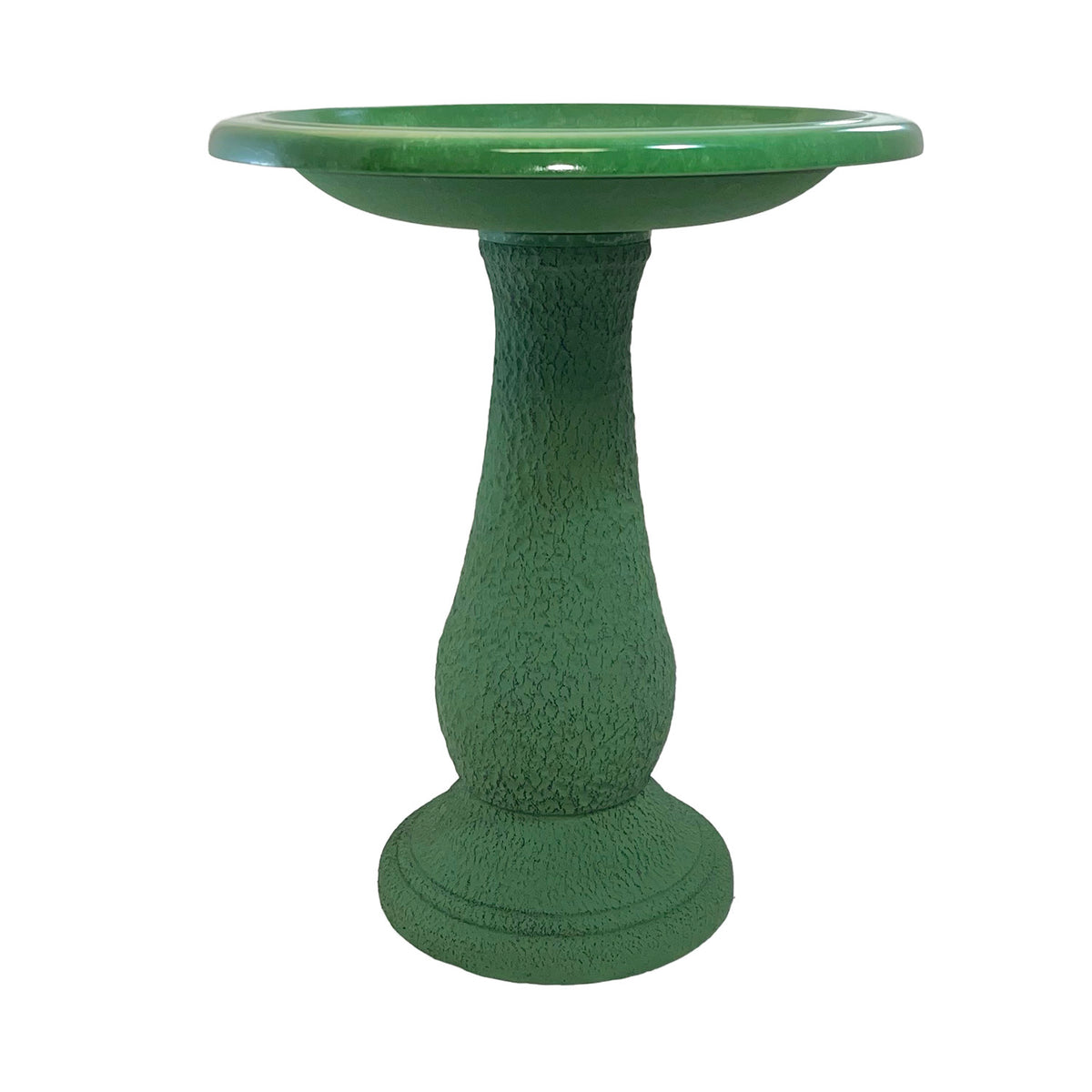 24" Kale Green Fiber Clay Birdbath -Ship Only