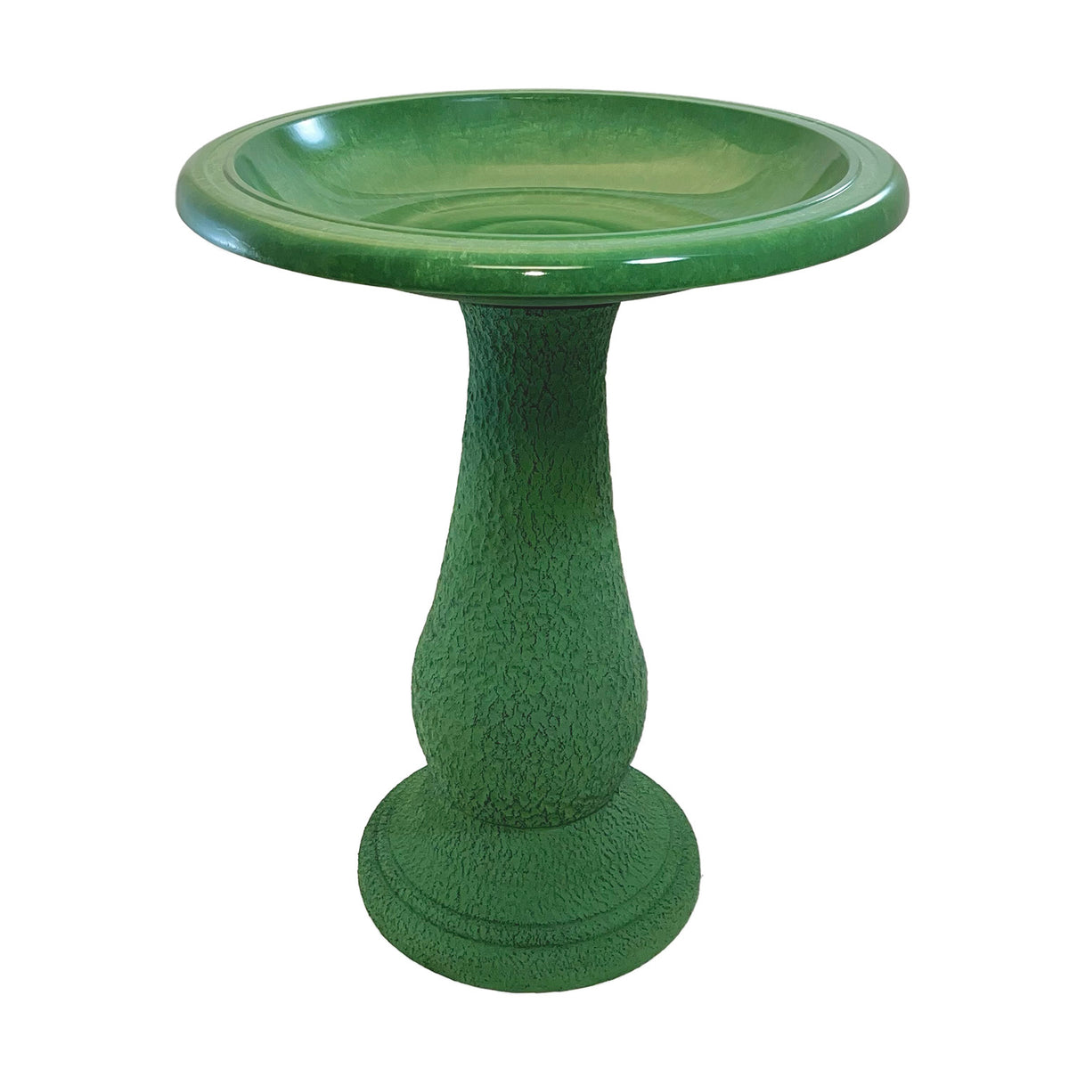 24" Kale Green Fiber Clay Birdbath -Ship Only