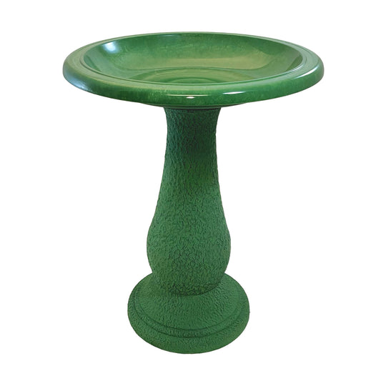 24" Kale Green Fiber Clay Birdbath -Ship Only
