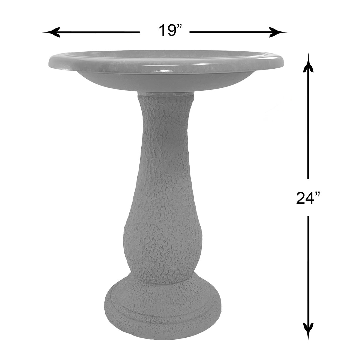 24" Azure Fiber Clay Birdbath -Ship Only