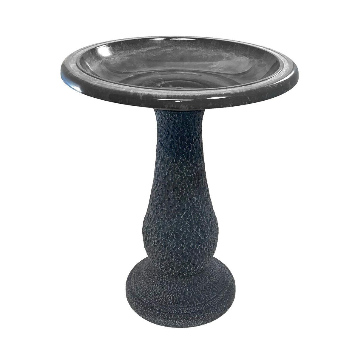 24" Gray Fiber Clay Birdbath -Ship Only