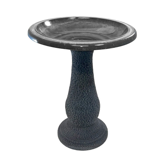 24" Gray Fiber Clay Birdbath -Ship Only