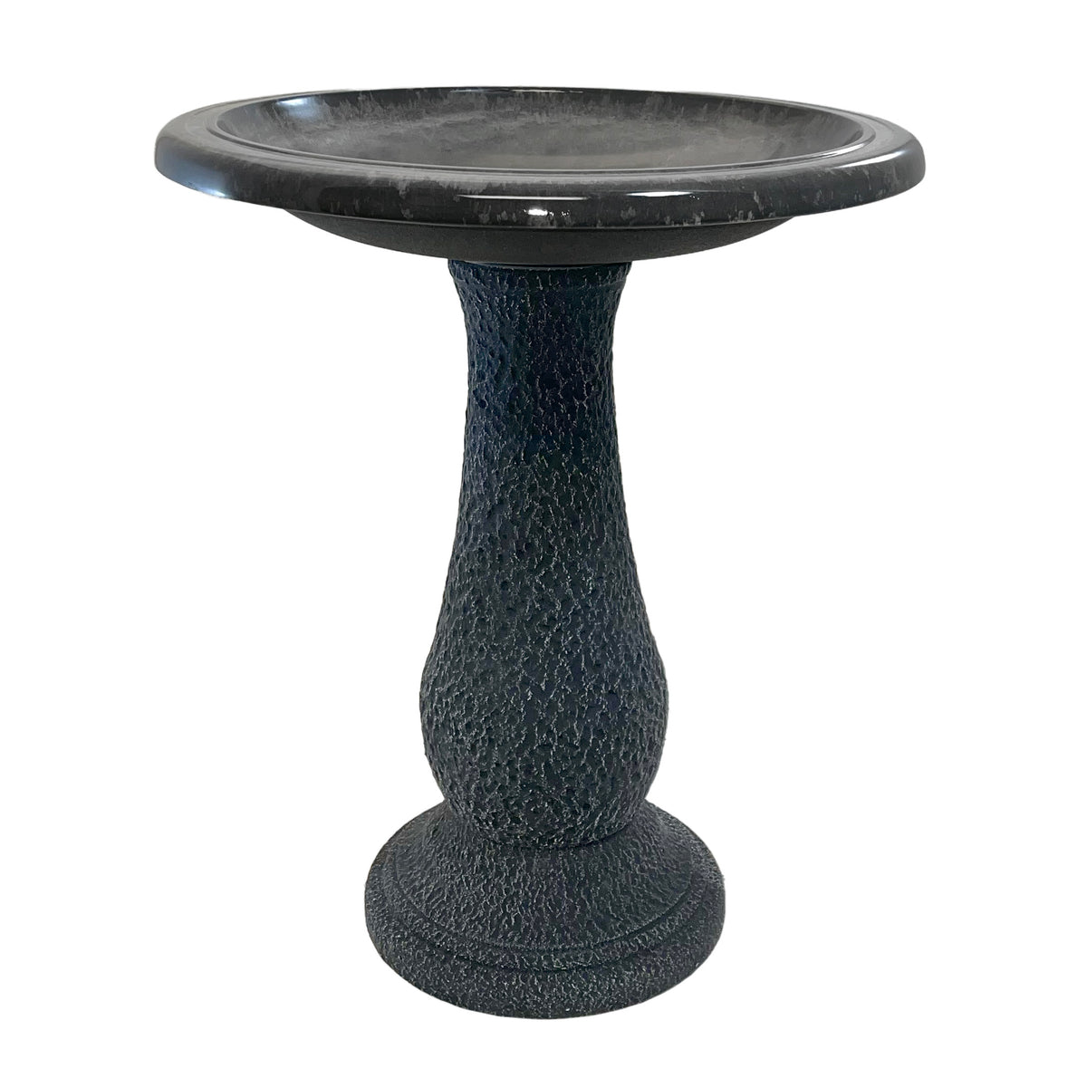 24" Gray Fiber Clay Birdbath -Ship Only