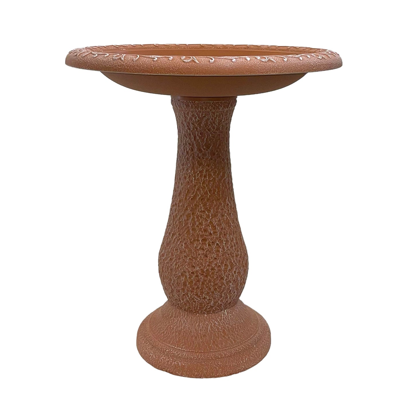 24" Terra Cotta Fiber Clay Birdbath -Ship Only