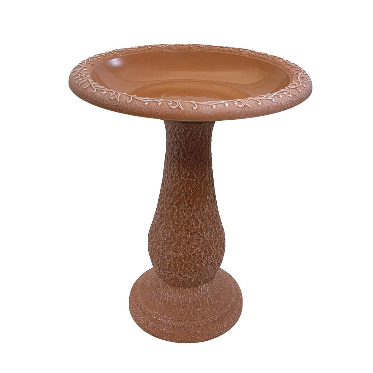 24" Terra Cotta Fiber Clay Birdbath -Ship Only