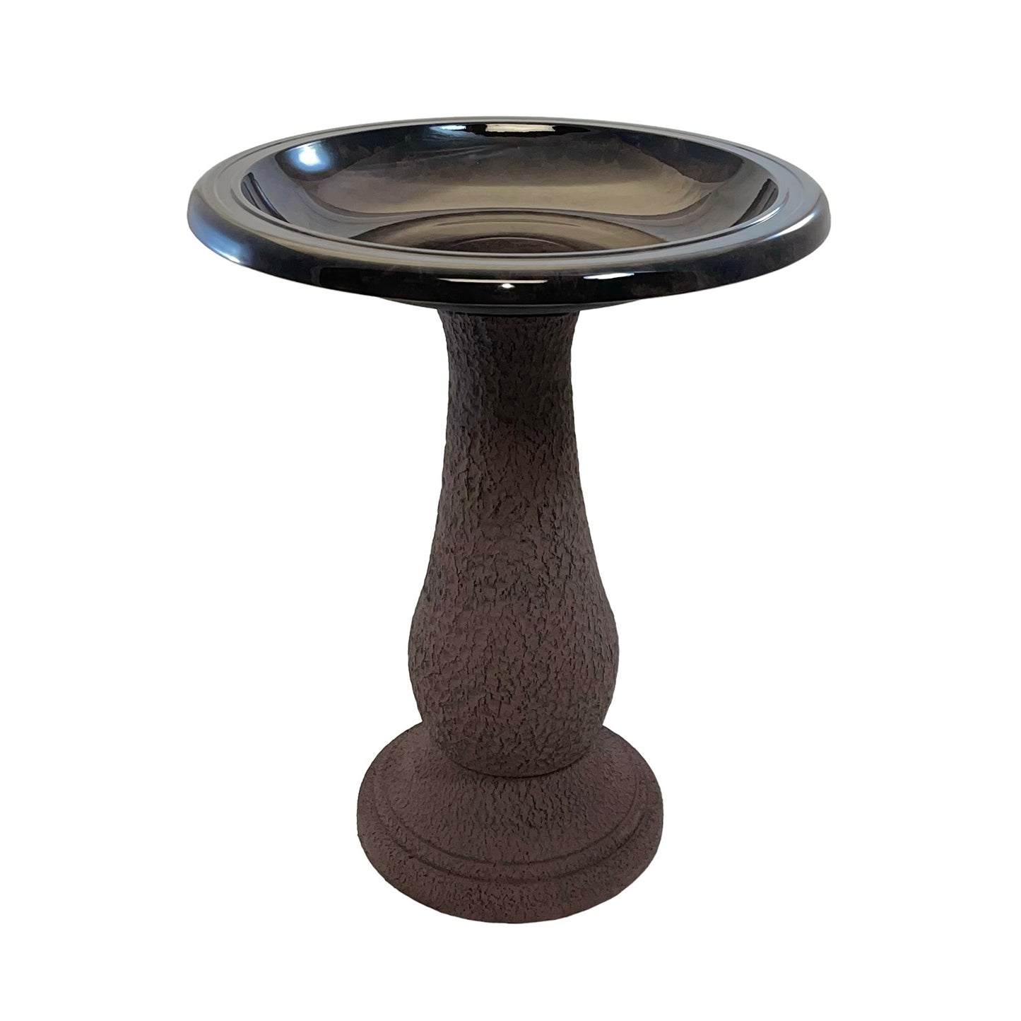 24" Antique Brown Fiber Clay Birdbath -Ship Only