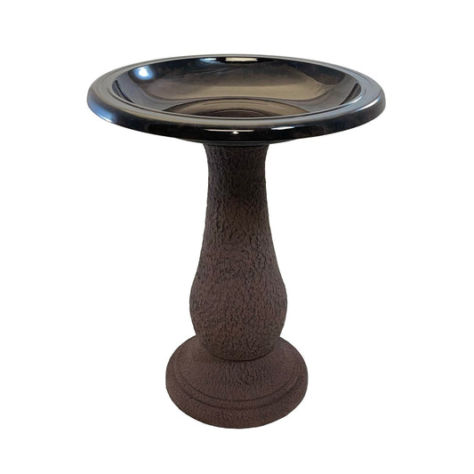 24" Antique Brown Fiber Clay Birdbath -Ship Only