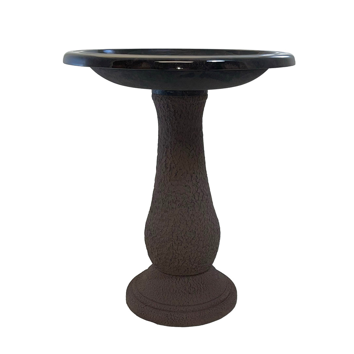 24" Antique Brown Fiber Clay Birdbath -Ship Only
