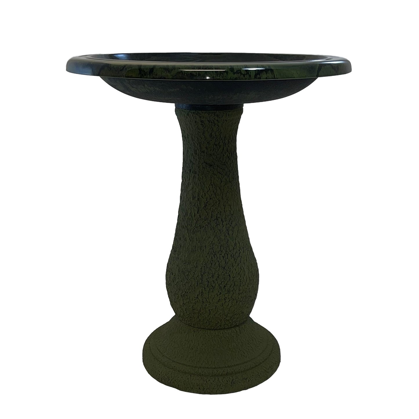 24" Hunter Green Fiber Clay Birdbath -Ship Only