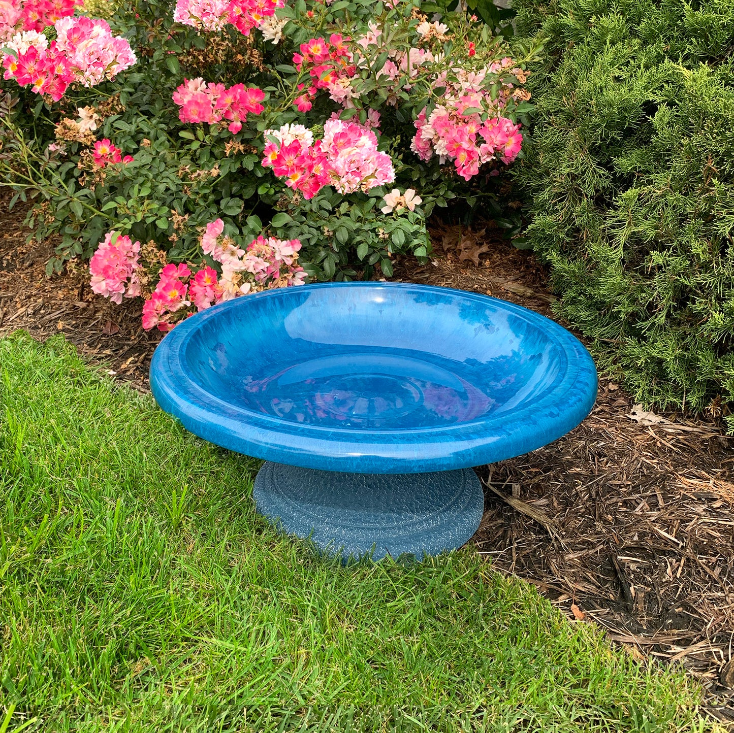 7.5" Azure Fiber Clay Birdbath -Ship Only