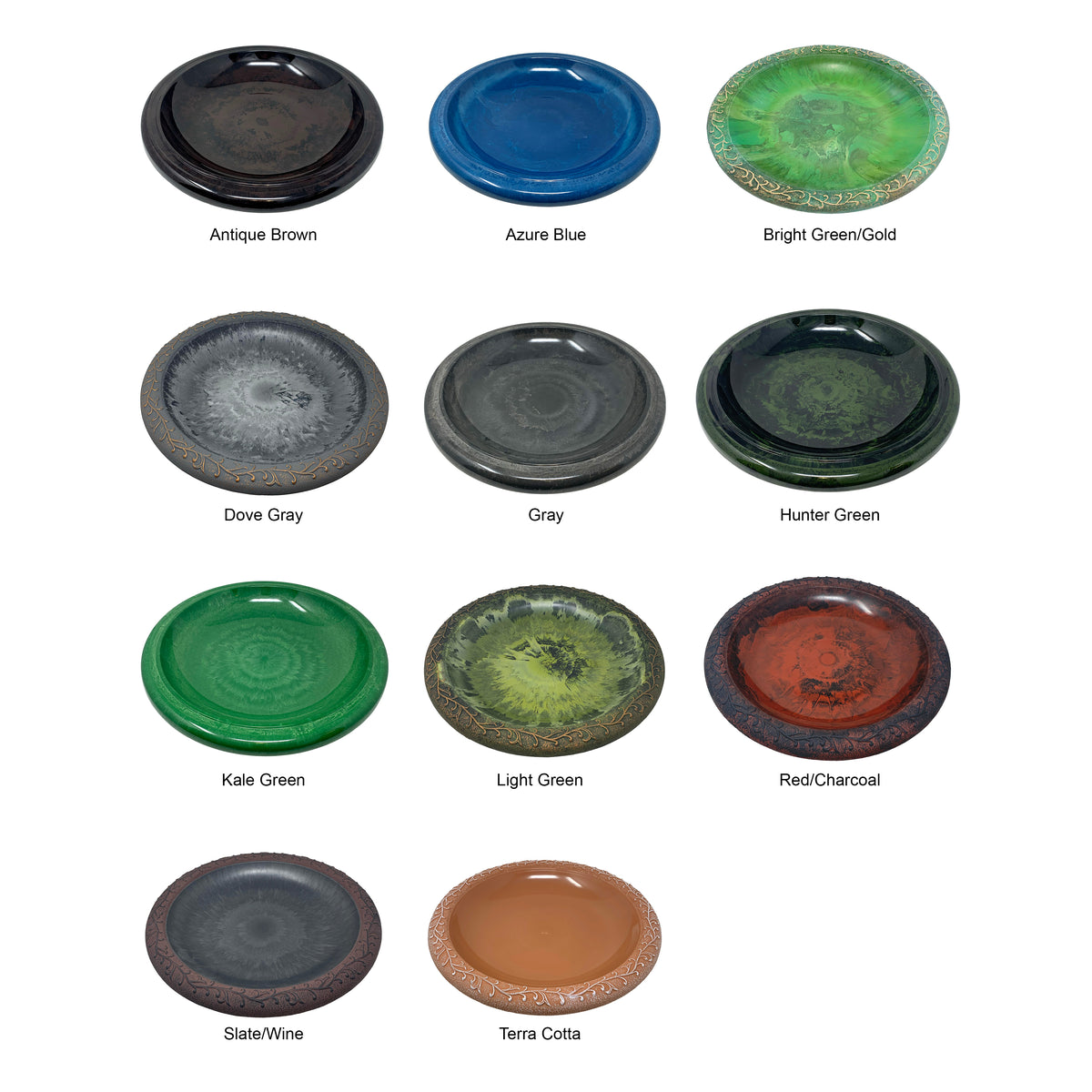 19" dia Azure Fiber Clay Birdbath Bowl -Ship Only