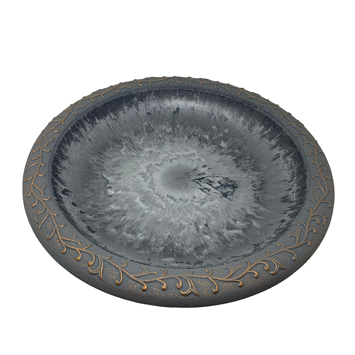 24" Dove Gray Fiber Clay Birdbath -Ship Only