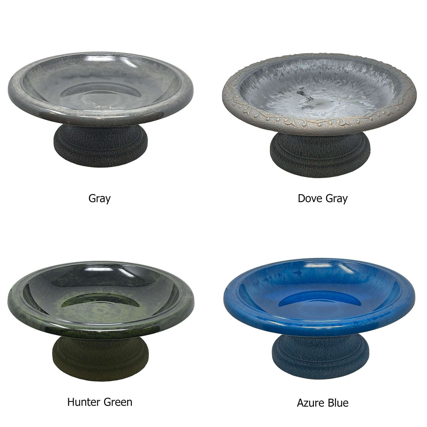 7.5" Hunter Green Fiber Clay Birdbath -Ship Only