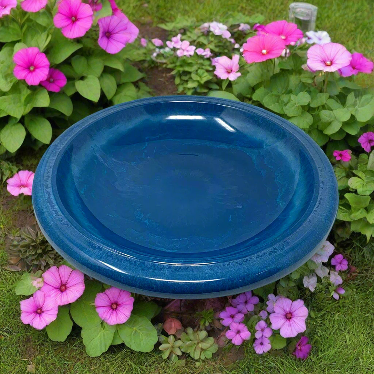 19" dia Azure Fiber Clay Birdbath Bowl -Ship Only