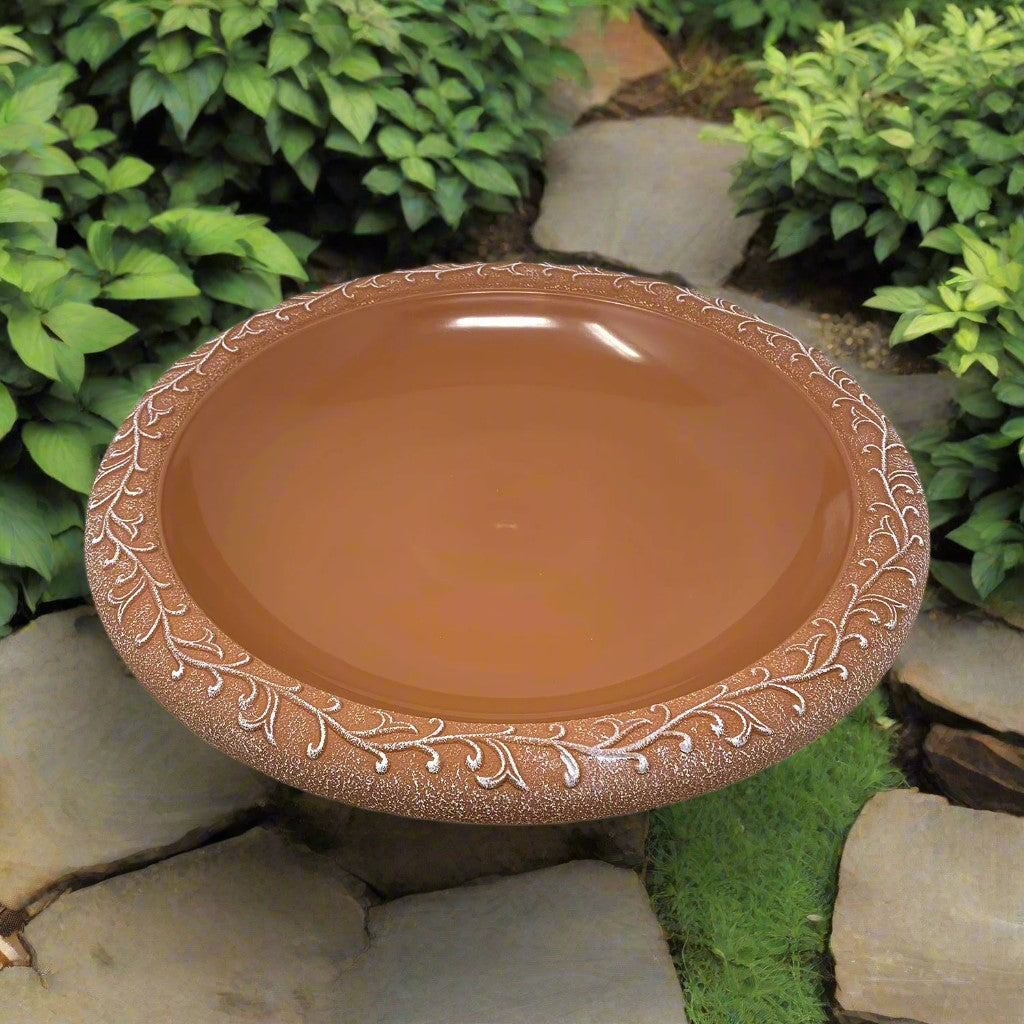 19" dia Terra Cotta Fiber Clay Birdbath Bowl -Ship Only