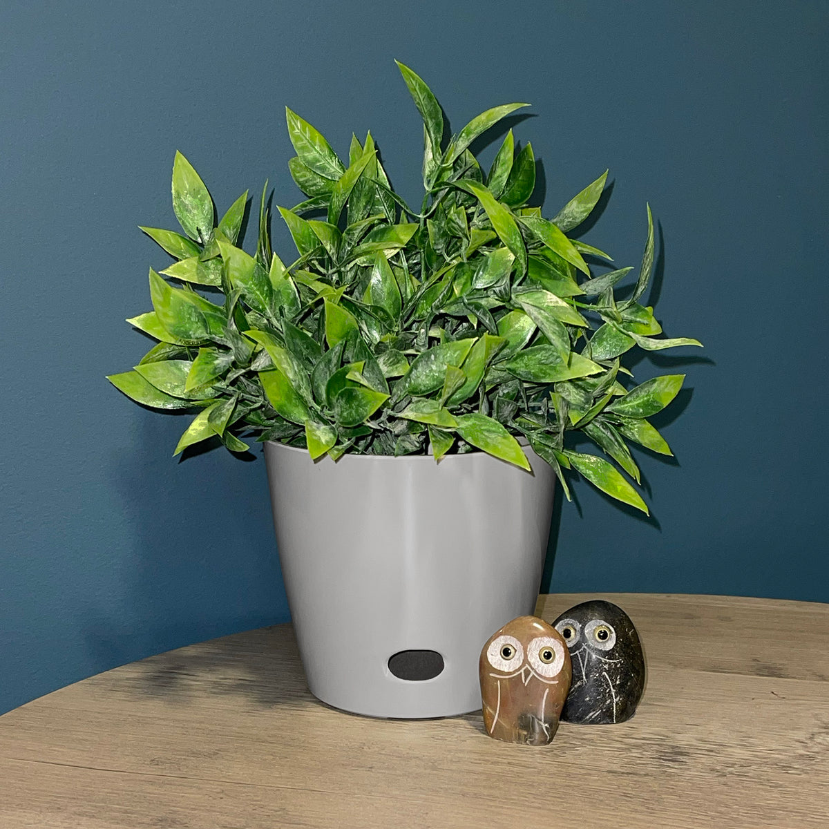 5" Gray Round Self-Watering Bamboo Pot -Ship Only