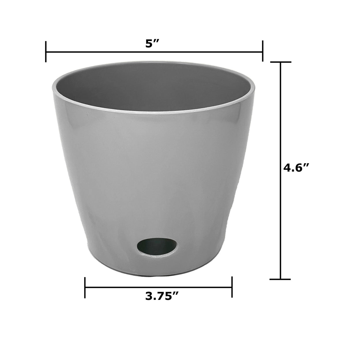 5" Gray Round Self-Watering Bamboo Pot -Ship Only