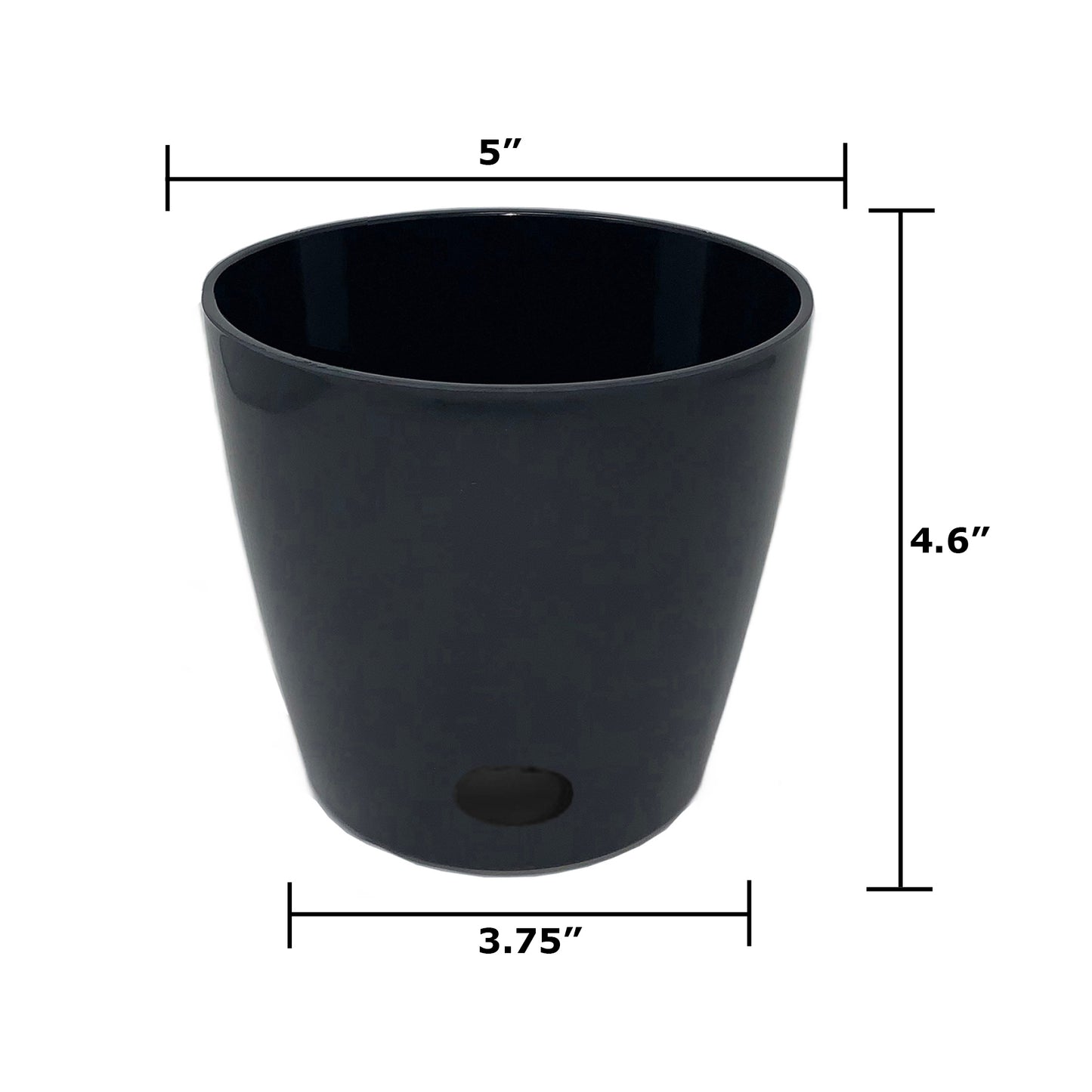 5" Black Round Self-Watering Bamboo Pot -Ship Only