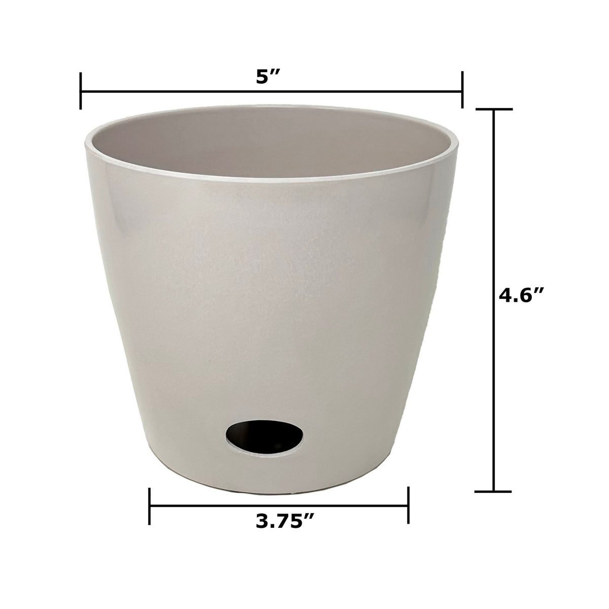 5" Cream Round Self-Watering Bamboo Pot -Ship Only