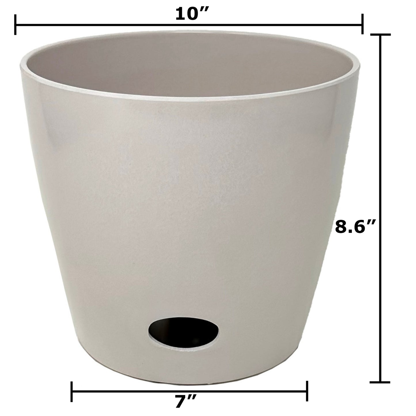 10" Cream Round Self-Watering Bamboo Pot -Ship Only