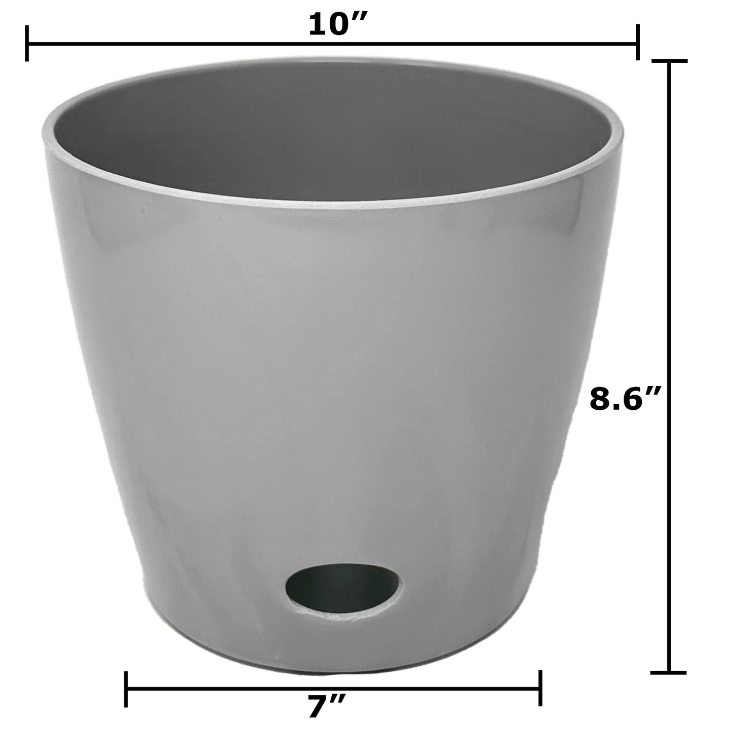 10" Gray Round Self-Watering Bamboo Pot -Ship Only