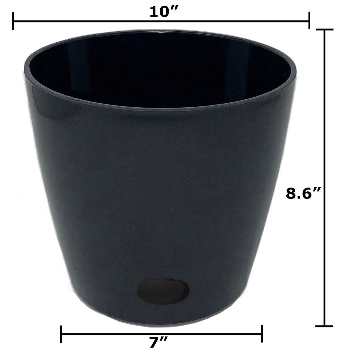 10" Black Round Self-Watering Bamboo Pot -Ship Only