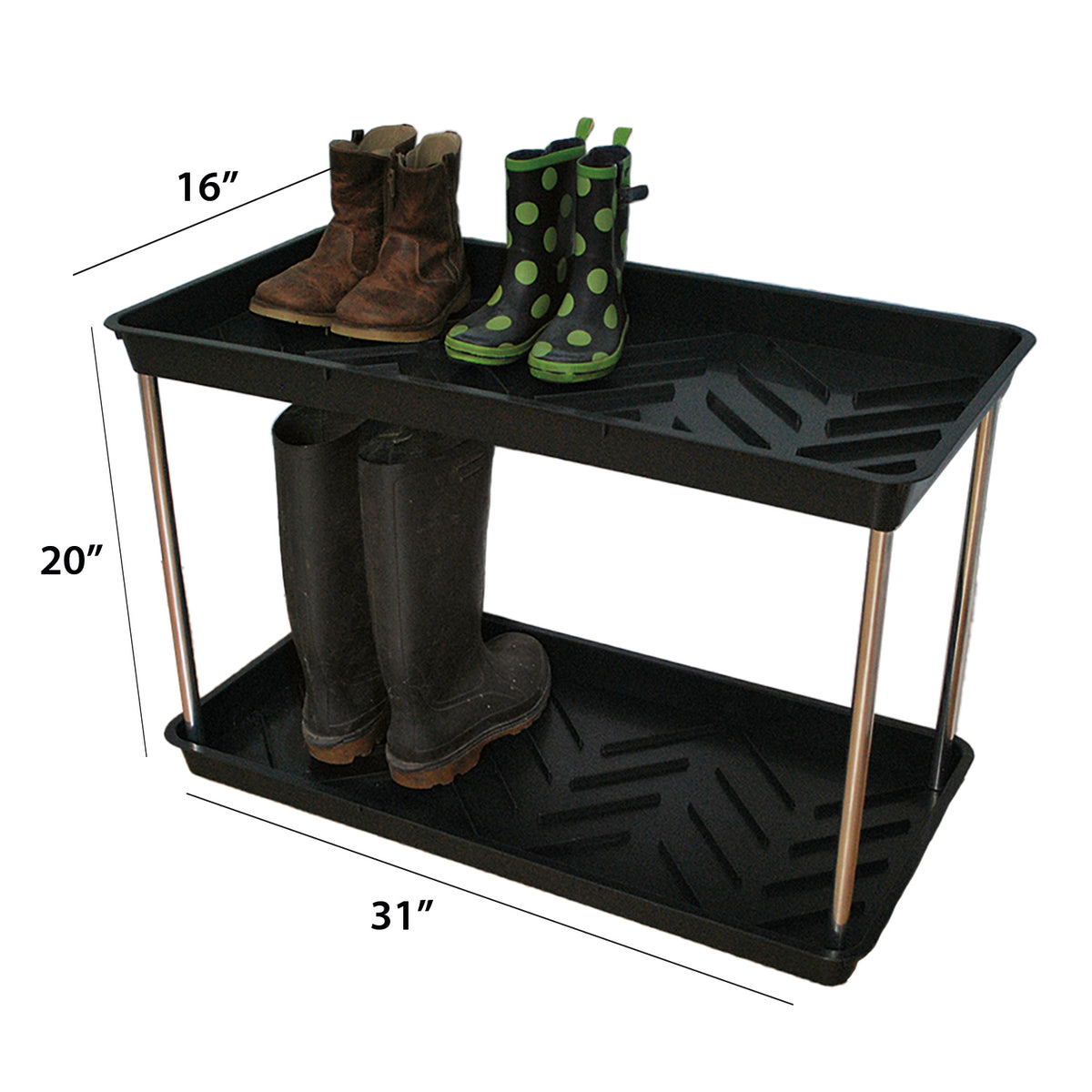 Two Tier Black Boot Tray -Ship Only